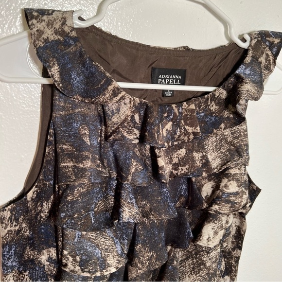Adrianna Papell Sleeveless Sheath Dress Brown Ruffle - Picture 6 of 12